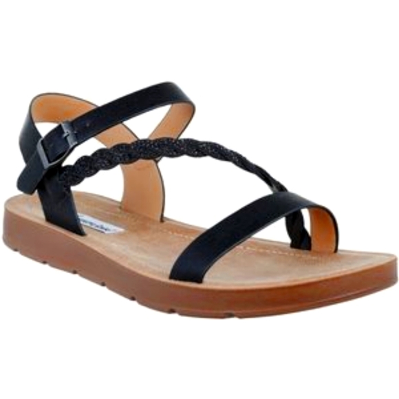 Forever Free Shoes - Women's black braided embellished samdal